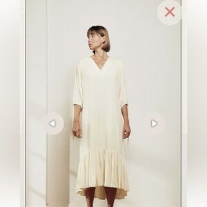 Elegant Cream Minimalist Boho Midi Dress